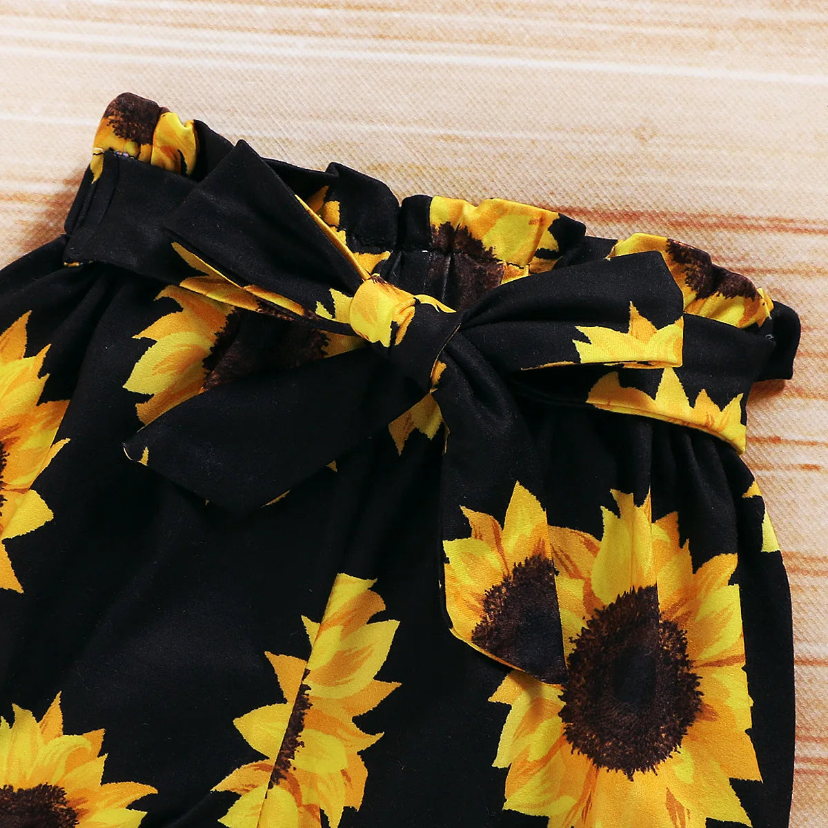 Newborn Infant Baby Girl Clothing Set Short Sleeve Yellow Solid Romper Top Sumflower Printed Shorts 3Pcs Outfit