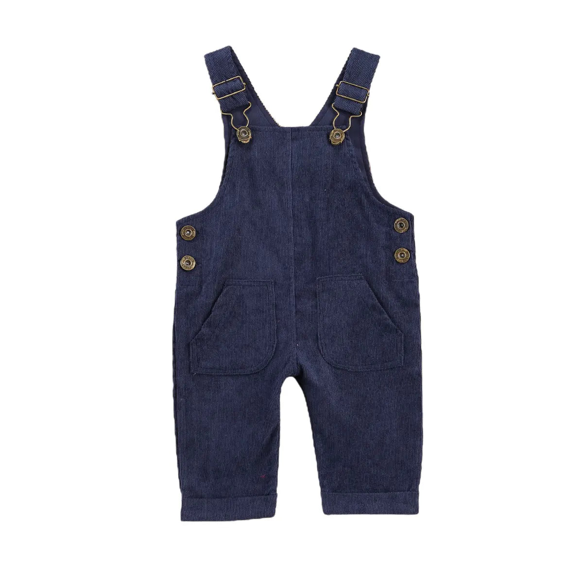 Baby Boys Girl Suspender Pants Buttons Loose Fit Solid Color Adjustable Buckle Jumpsuit Pockets Fashion Romper