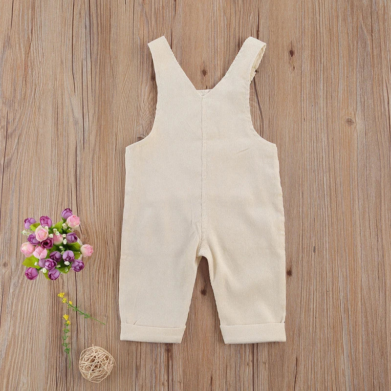 Baby Boys Girl Suspender Pants Buttons Loose Fit Solid Color Adjustable Buckle Jumpsuit Pockets Fashion Romper