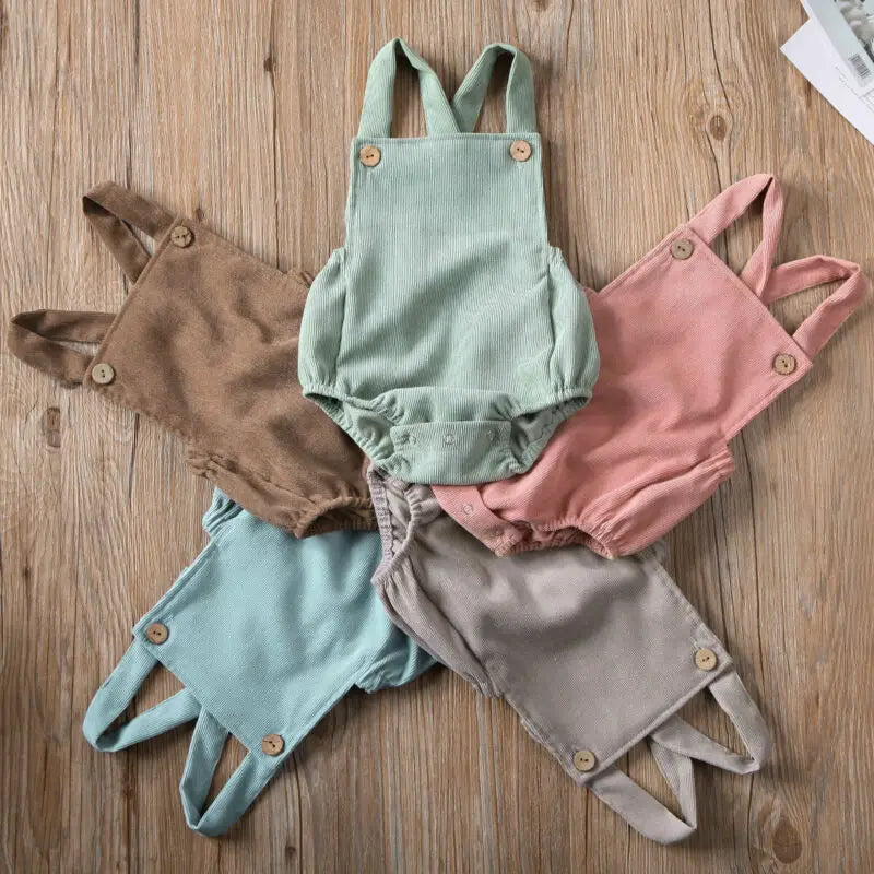 Newborn Kids Baby Unisex Velvet Cotton Solid Sleeveless Bodysuit Outfits Jumpsuit