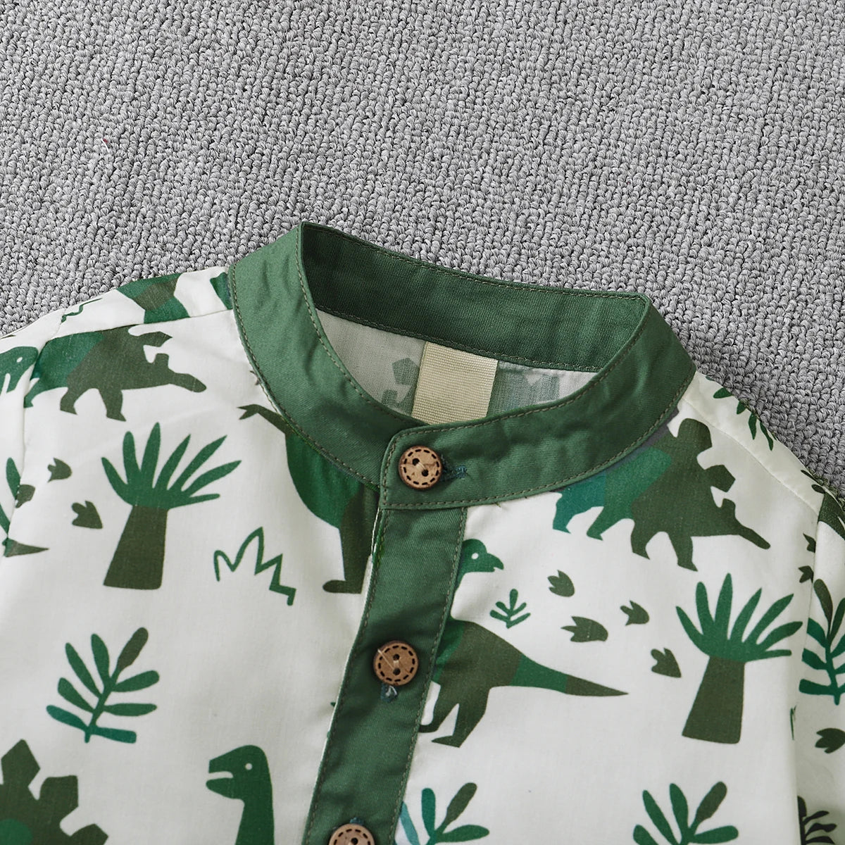 Toddler Boy 2Pcs Summer Outfits Short Sleeve Button Down Shirt Solid Elastic Waist Shorts Set
