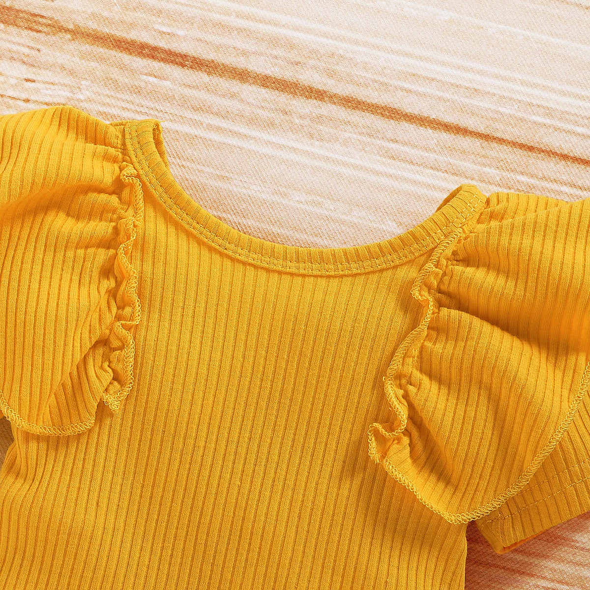 Newborn Infant Baby Girl Clothing Set Short Sleeve Yellow Solid Romper Top Sumflower Printed Shorts 3Pcs Outfit