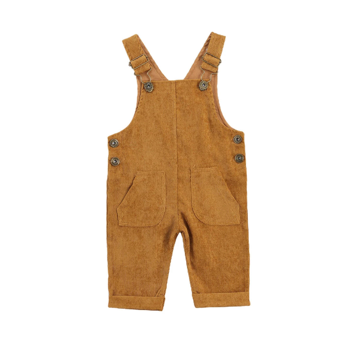 Baby Boys Girl Suspender Pants Buttons Loose Fit Solid Color Adjustable Buckle Jumpsuit Pockets Fashion Romper