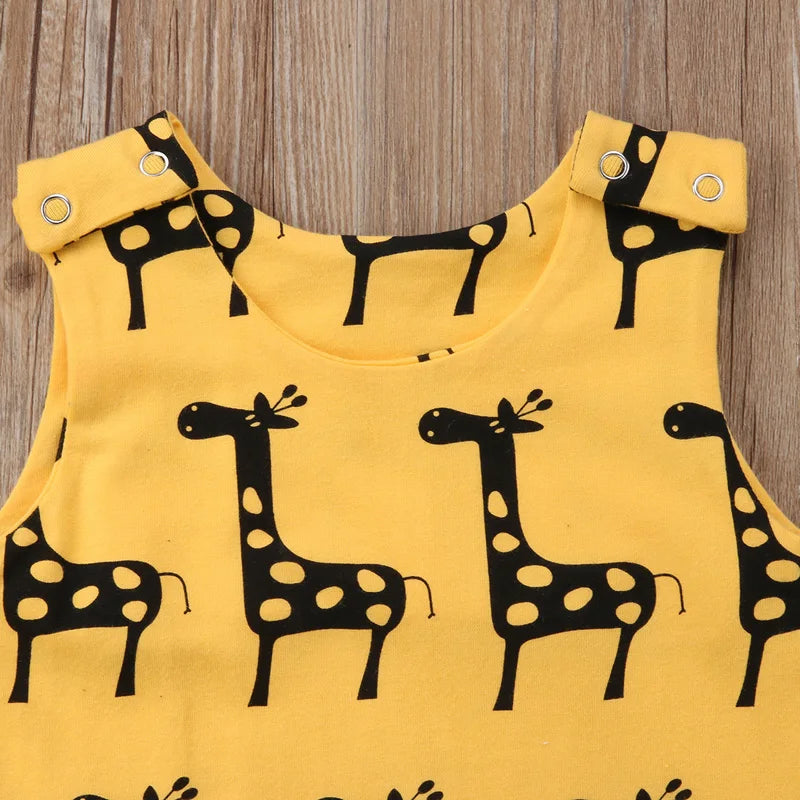 Newborn Toddler Baby Boy Girl Summer Romper Print Animal Jumpsuit Outfits Sunsuit