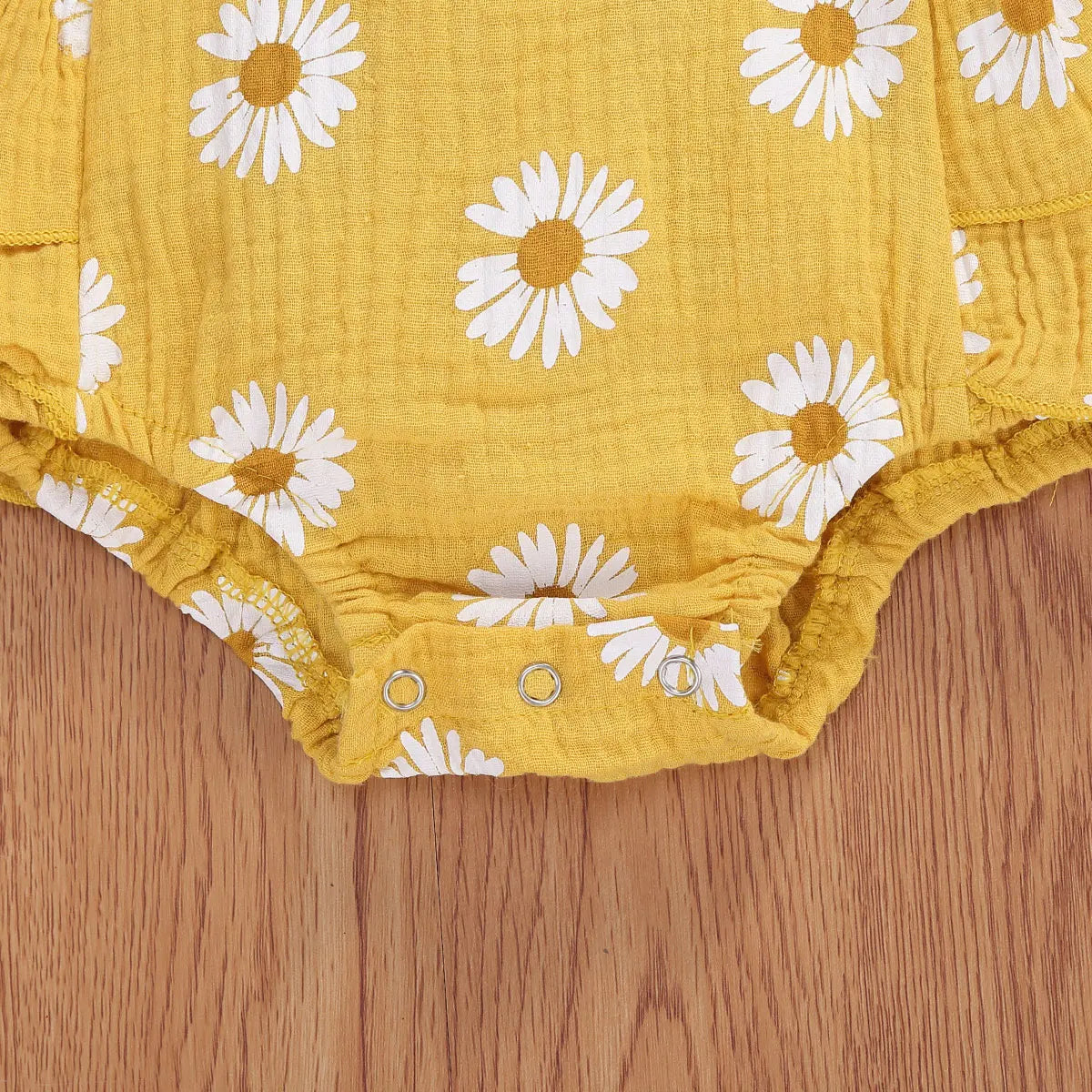 2Pcs Newborn Baby Girl Daisy Printed Romper Off Shoulder Cotton Soft Jumpsuit Headband Outfit Set