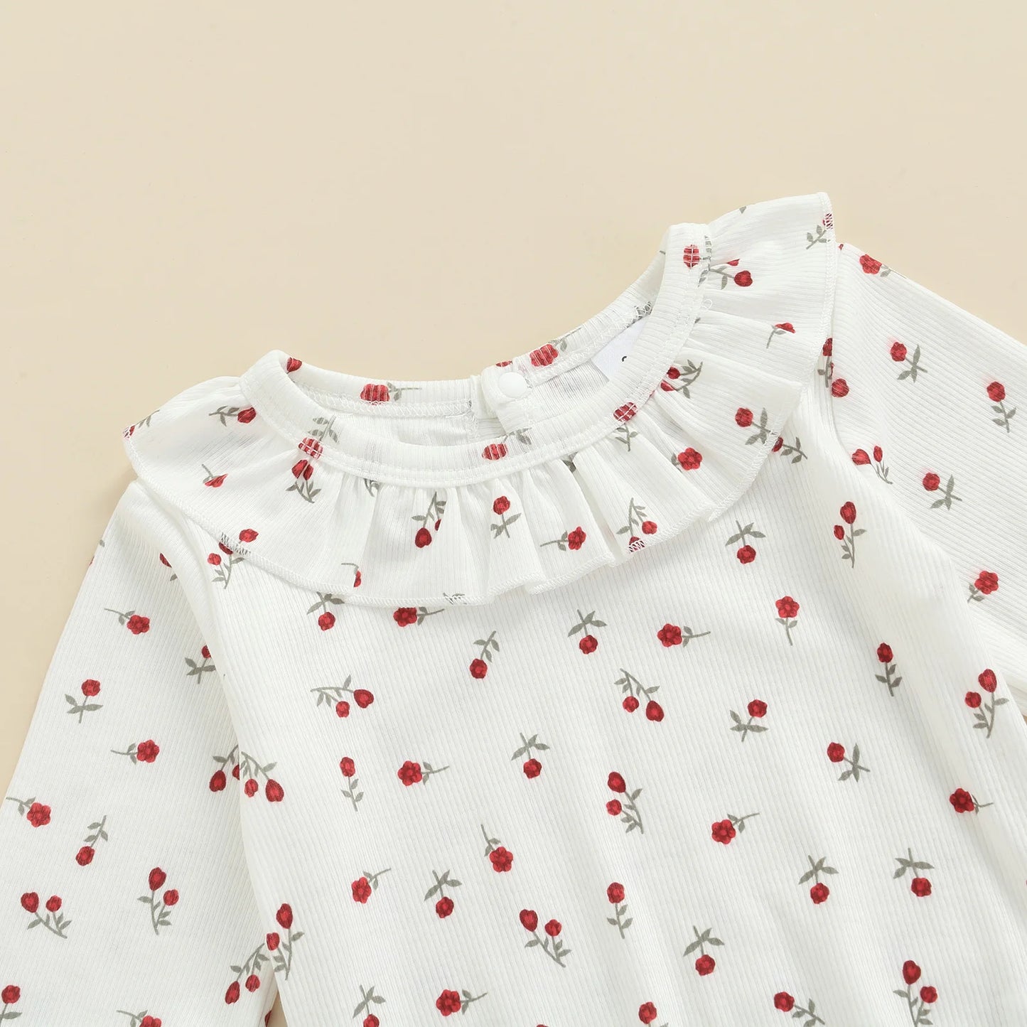 Newborn Infant Baby Girls Autumn Suit Spring Autumn Long Sleeve Floral Printed Romper Tops Solid Ruffled Dress