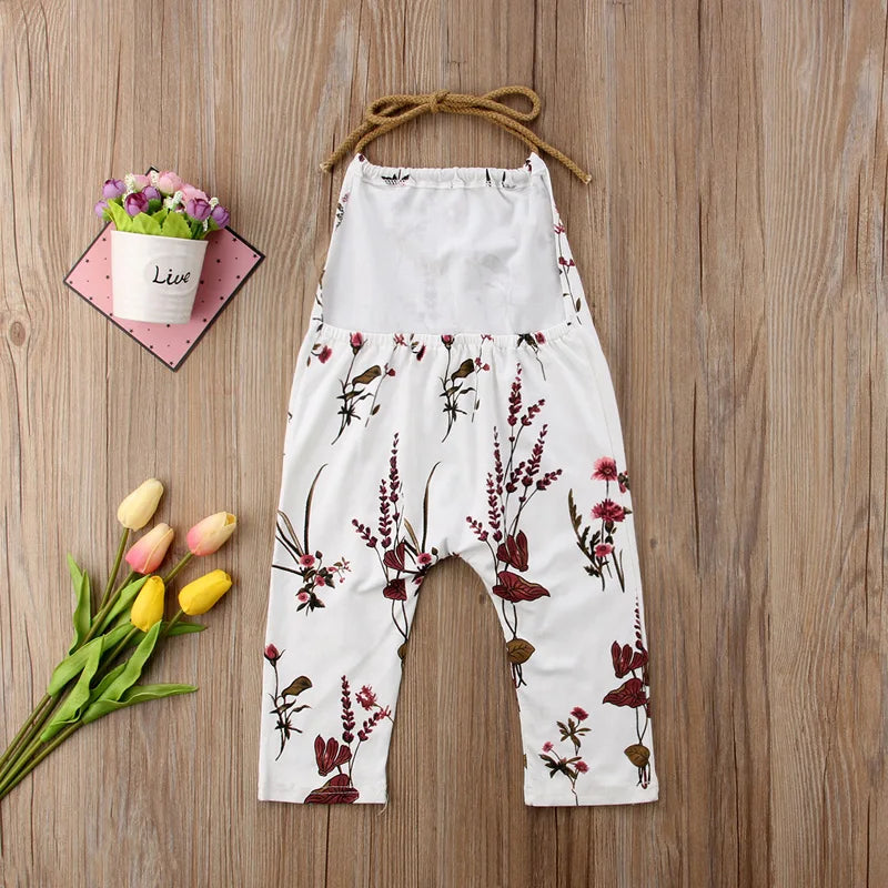 Baby Girl Romper Sleeveless O-Neck Summer Floral Strap Romper Jumpsuit Fashion Clothes