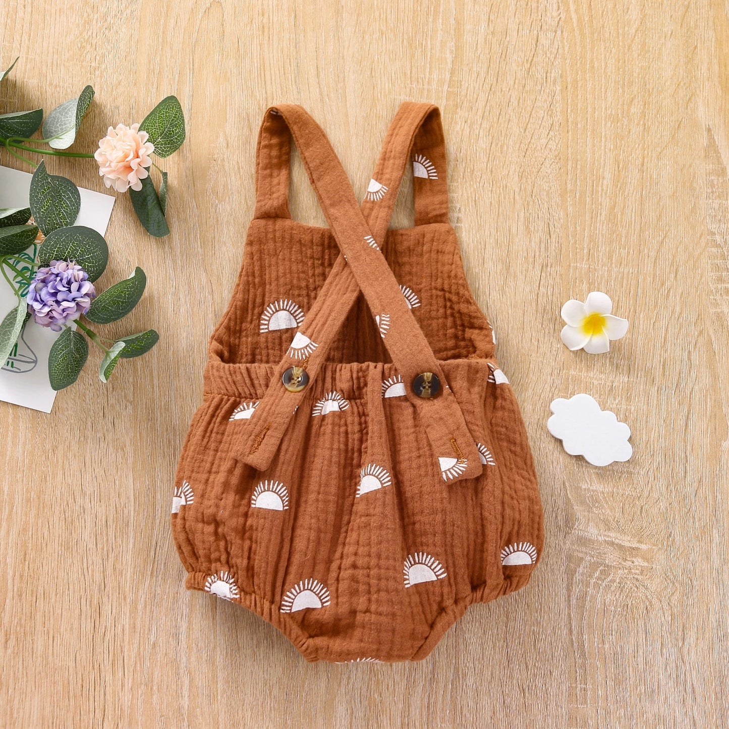 Infant Baby Girl Boy Summer Bodysuit Sleeveless Sun Printed Jumpsuit 2Styles