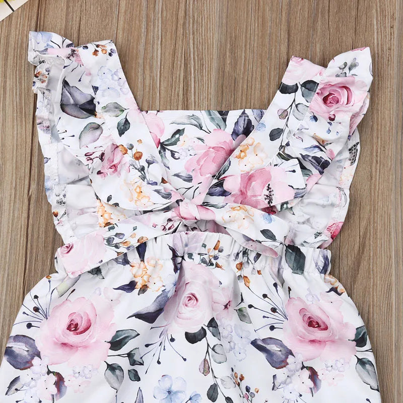 Newborn Baby Girls Floral Ruffle Romper Off Shoulder Print Summer Clothes Outfits