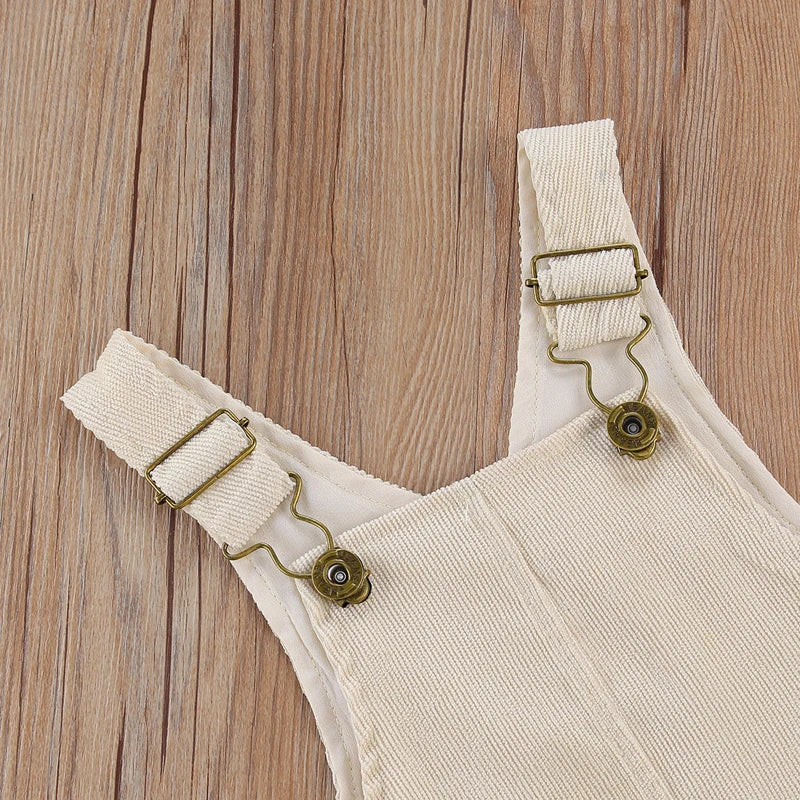 Baby Boys Girl Suspender Pants Buttons Loose Fit Solid Color Adjustable Buckle Jumpsuit Pockets Fashion Romper