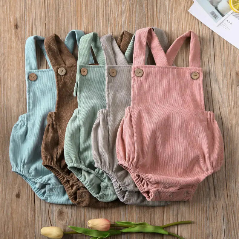 Newborn Kids Baby Unisex Velvet Cotton Solid Sleeveless Bodysuit Outfits Jumpsuit