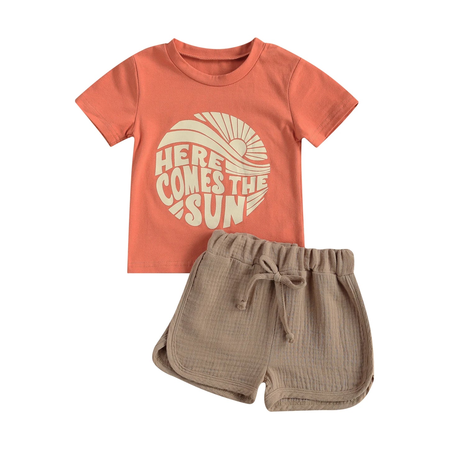 Baby Boy Pattern Printing Two-pieces Set Infant Short Sleeve Tops + High Waist Short Set