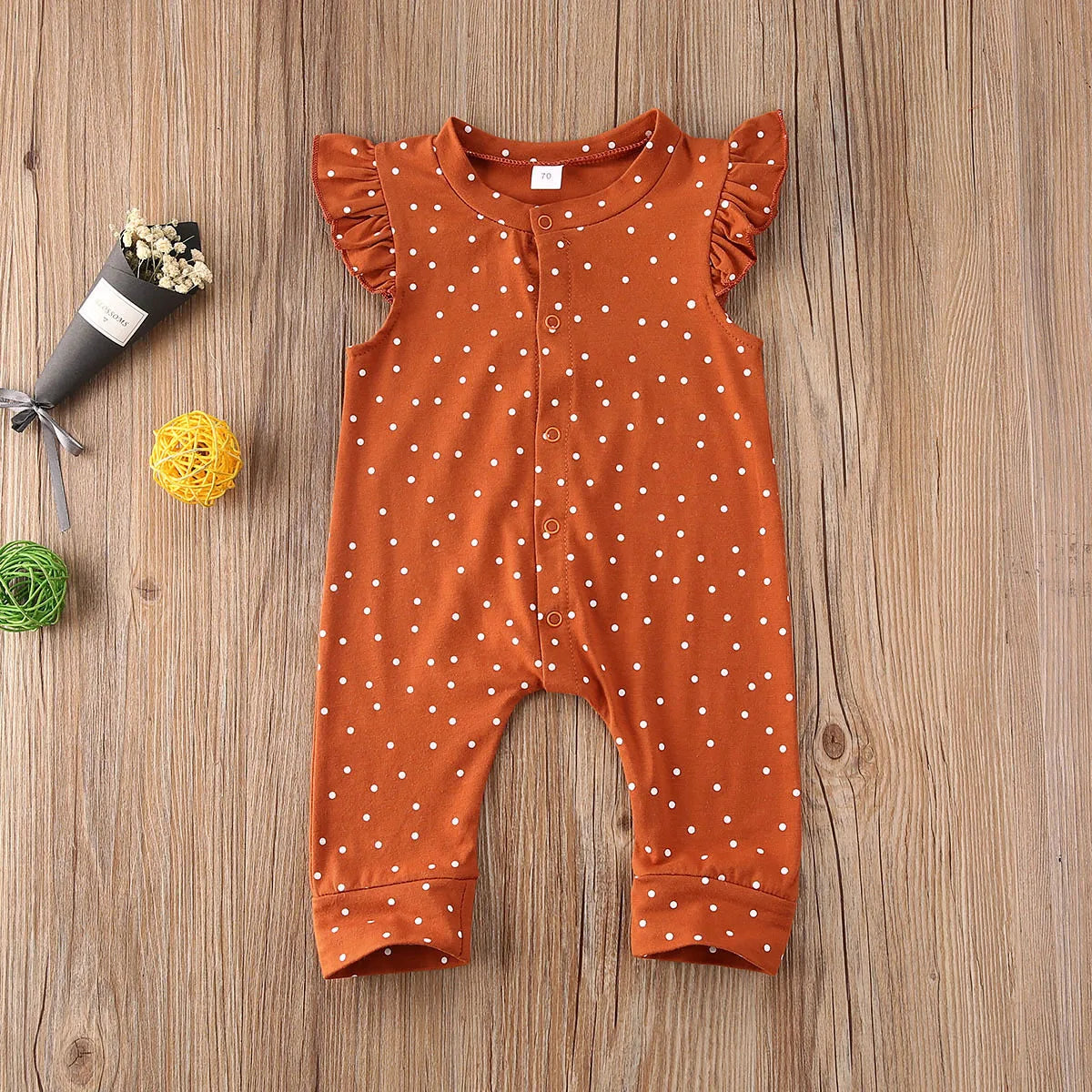 Summer Newborn Baby Girl Clothing Off Shoulder Dot Printed Romper Jumpsuit Outfit