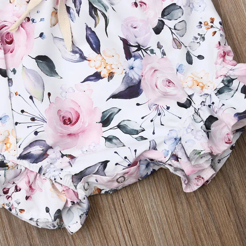 Newborn Baby Girls Floral Ruffle Romper Off Shoulder Print Summer Clothes Outfits
