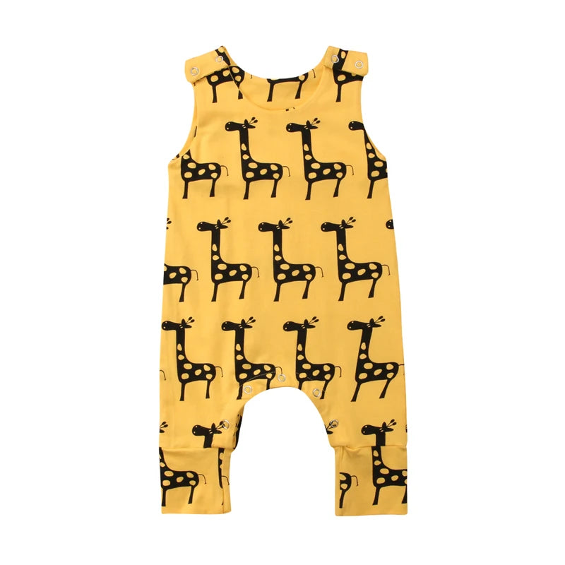 Newborn Toddler Baby Boy Girl Summer Romper Print Animal Jumpsuit Outfits Sunsuit