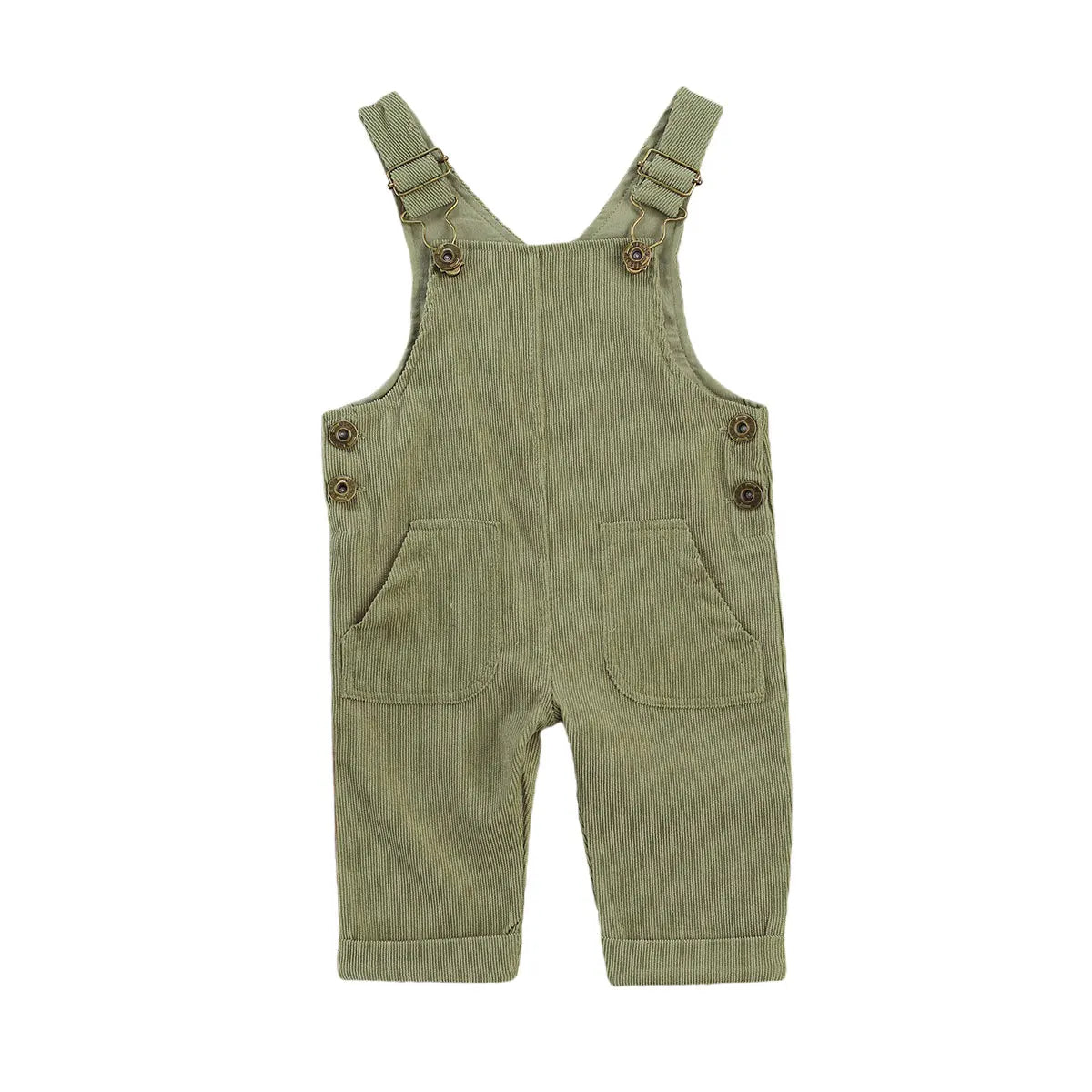 Baby Boys Girl Suspender Pants Buttons Loose Fit Solid Color Adjustable Buckle Jumpsuit Pockets Fashion Romper