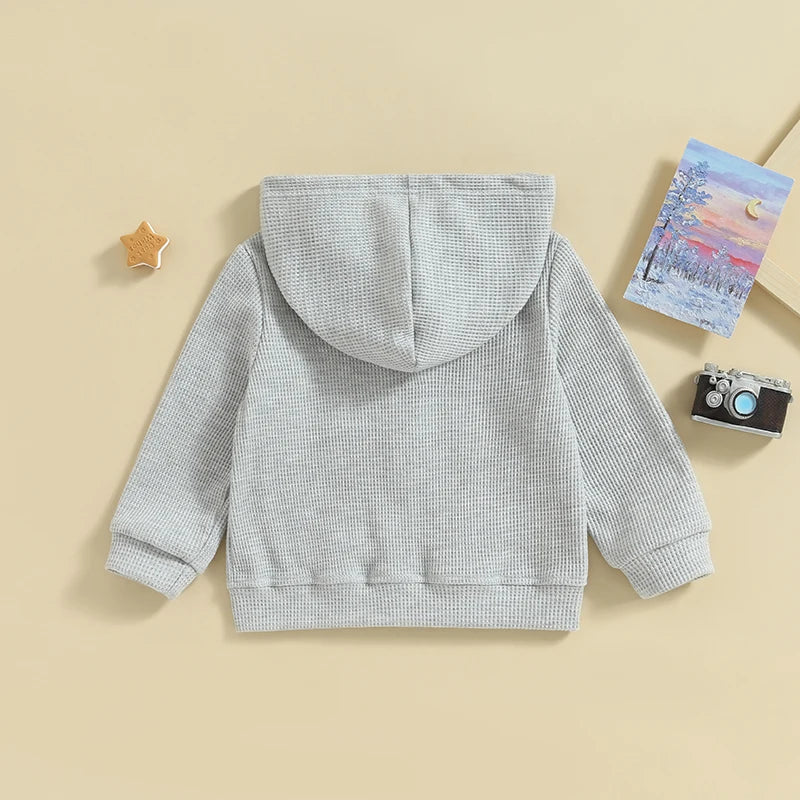 Kids Hoodie Long Sleeve Hooded Zip-up Hoodie Solid Sweatshirt