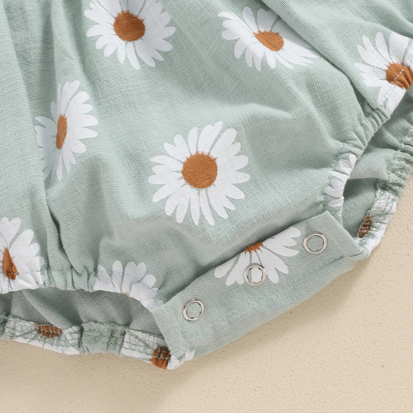 Baby Girl 2Pcs Summer Outfits Short Sleeve Daisy Print Smocked Romper with Headband Set Newborn Clothes