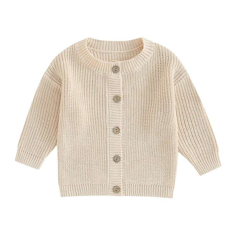 Baby Boys Warm Sweaters Coats Solid Loose Button Long Sleeve Knitwear Cardigan Jacket
