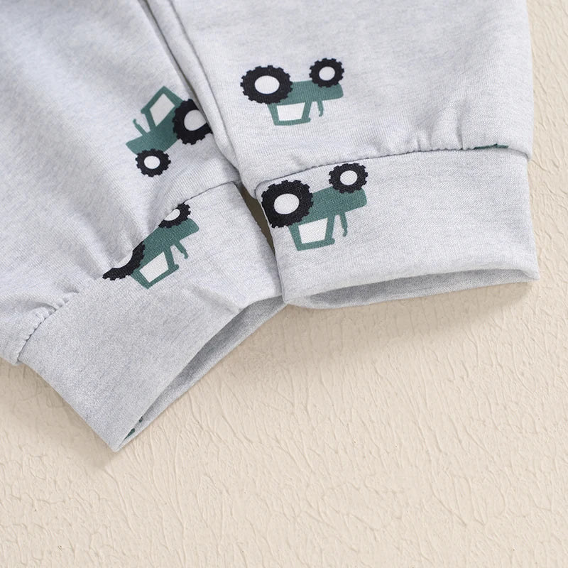 Baby Boys Pants Set Tractor Print Long Sleeve Sweatshirt with Elastic Waist Sweatpants Infant Clothes