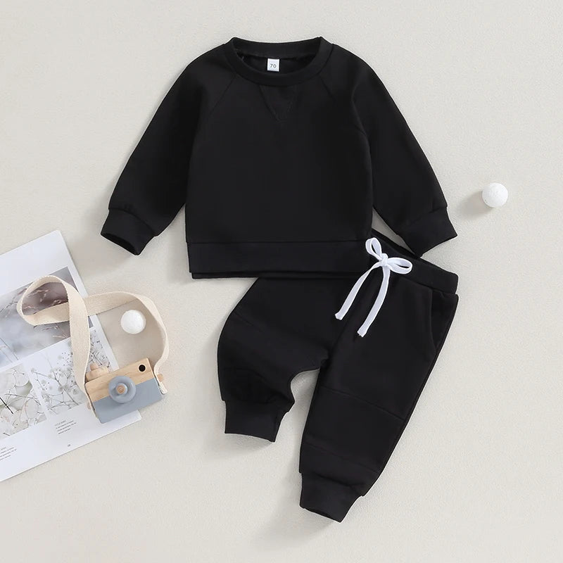 Toddler Baby Boys Fall Outfits Long Sleeve Split Hem Sweatshirt Tops Pocket Pants Kid Clothes Sets
