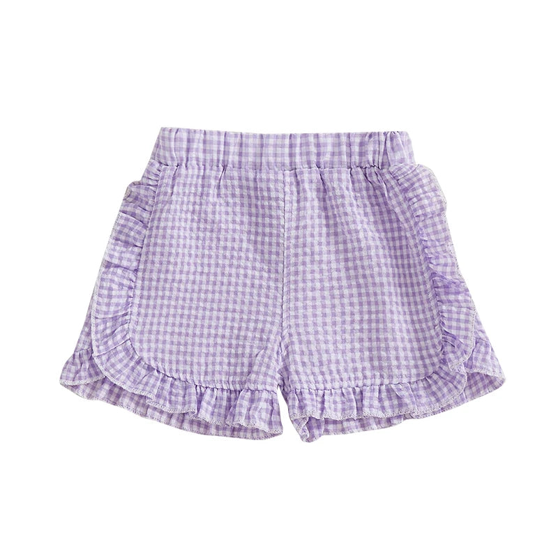 Toddler Girl Summer Shorts Palid Pattern Lotus Edge Cute Casual Fashion Comfortable Soft Shorts