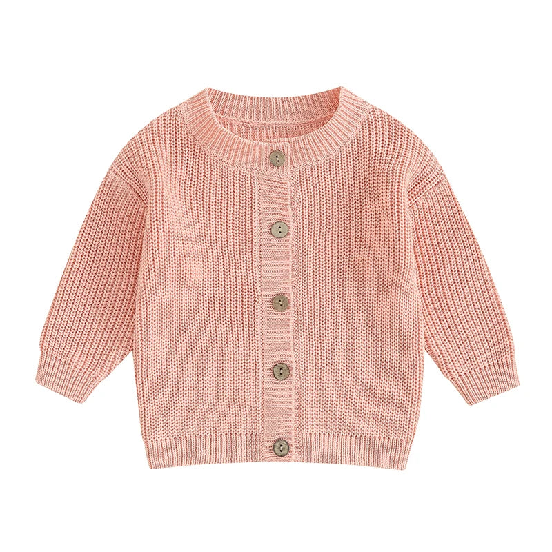 Baby Boys Warm Sweaters Coats Solid Loose Button Long Sleeve Knitwear Cardigan Jacket