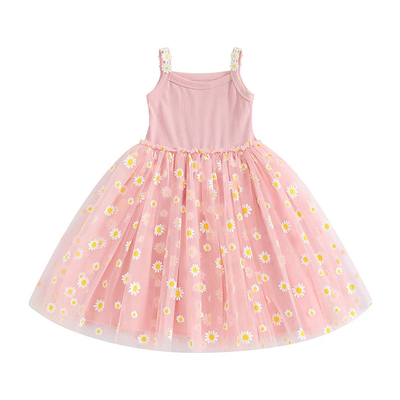 Baby Girls Tutu Dress Daisy Summer Sleeveless Tulle Dress Infant A-Line Princess Sundress