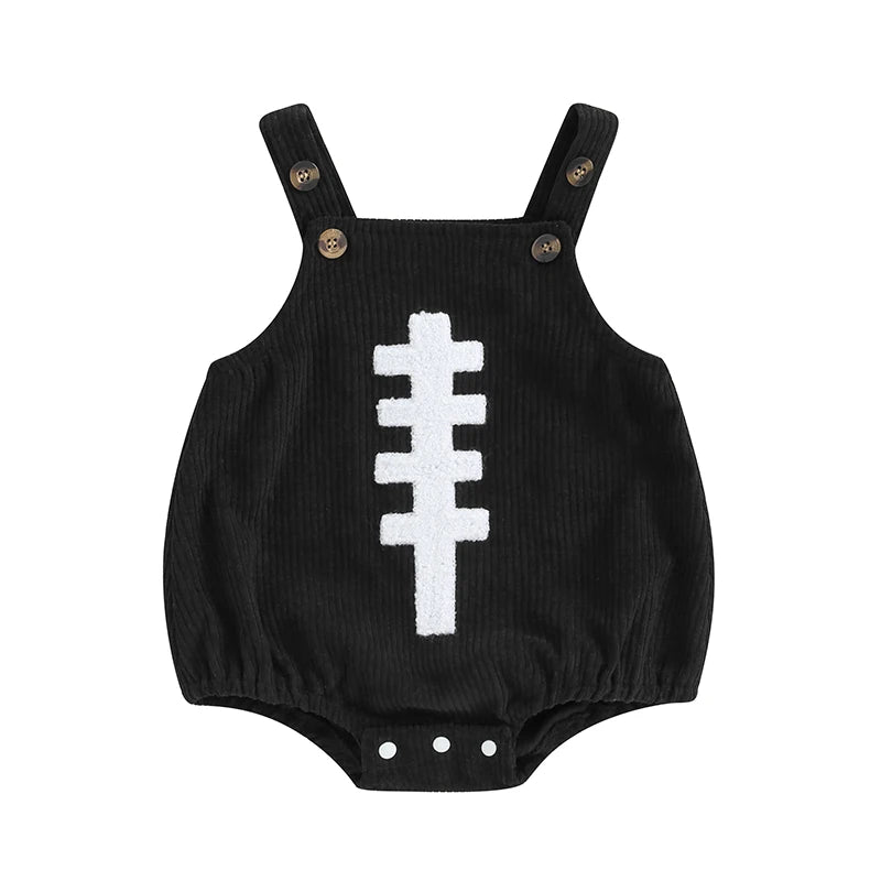 Newborn Baby Boys Girls Overalls Sleeveless Football Embroidery Rompers Newborn Summer Fall Outfit