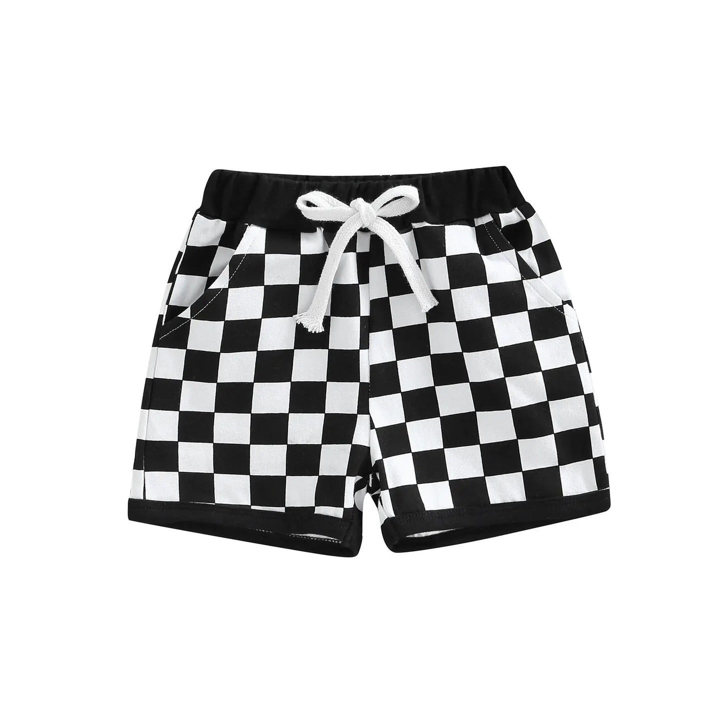 Toddler Baby Boys Elastic Shorts with Checkered Print 2 Colors
