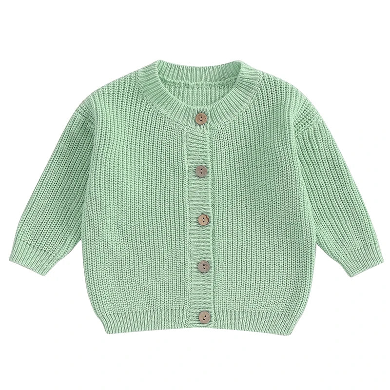 Baby Boys Warm Sweaters Coats Solid Loose Button Long Sleeve Knitwear Cardigan Jacket