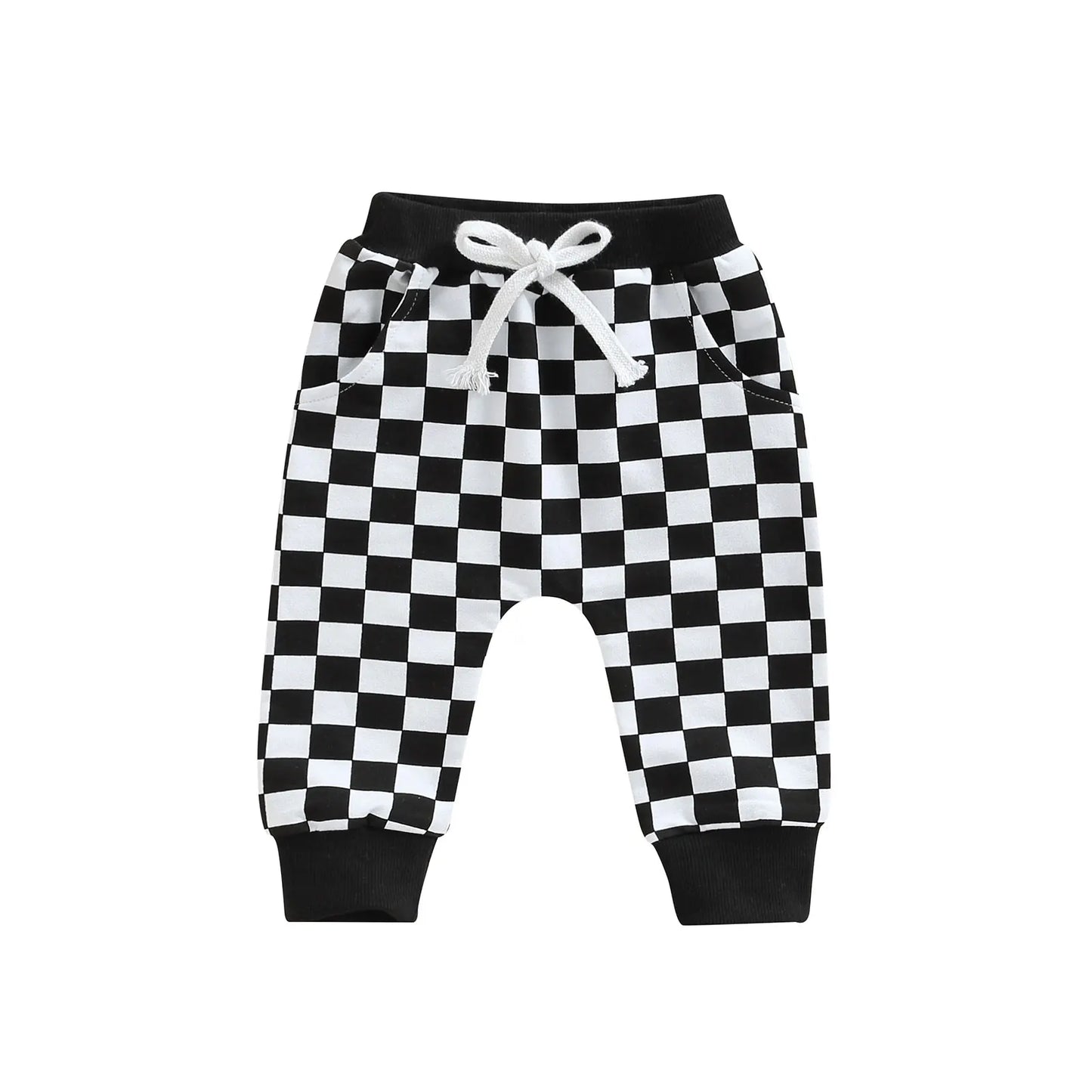 Toddler Baby Boy Casual Pants Checkered Tie-up Autumn Clothing 3 Colors