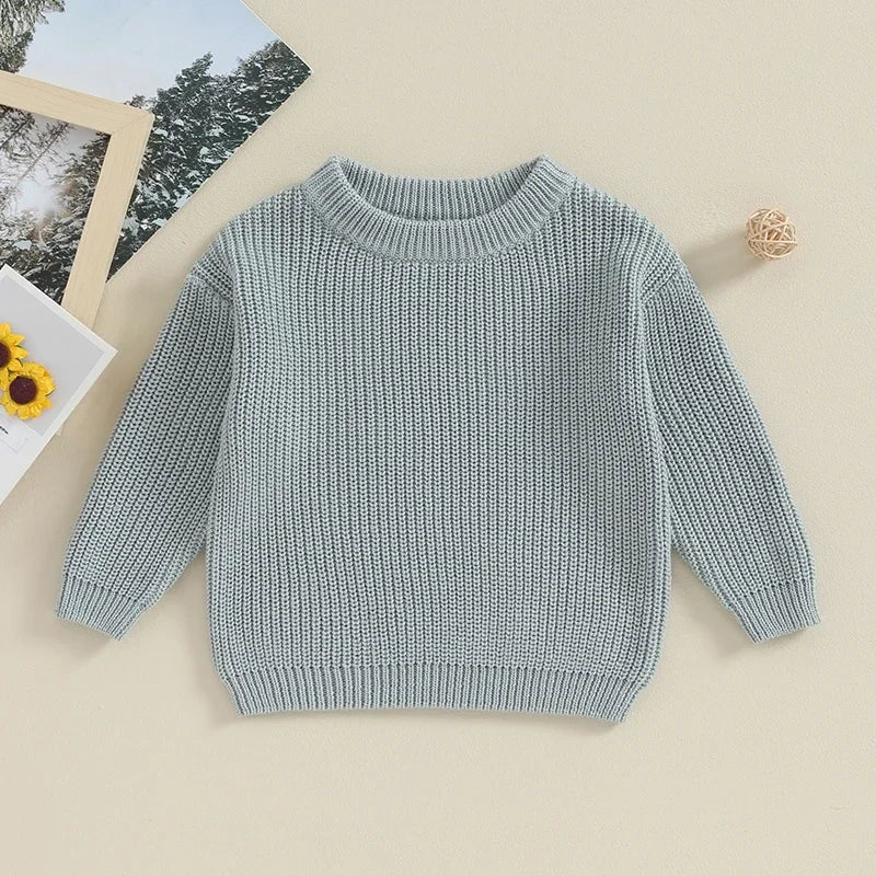 Toddler Baby Boy Knit Sweater Round Neck Long Sleeve Pullover Sweatshirt Fall Winter