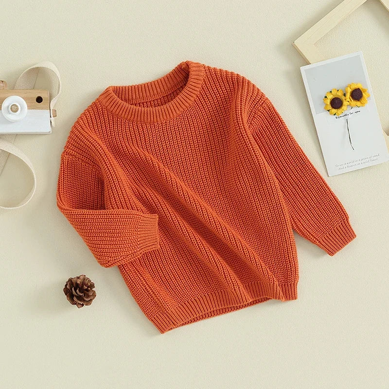 Toddler Baby Boy Knit Sweater Round Neck Long Sleeve Pullover Sweatshirt Fall Winter