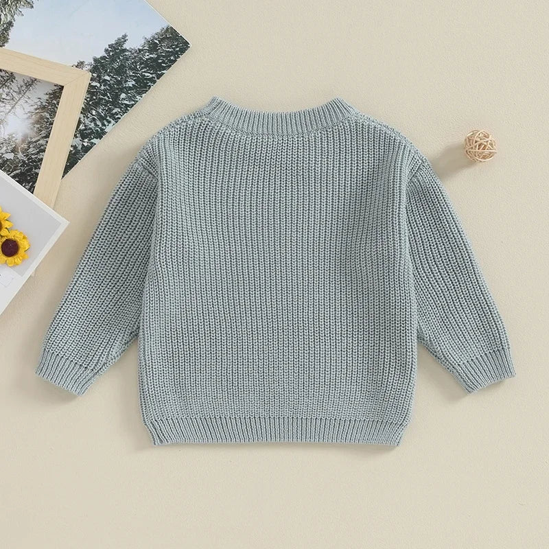 Toddler Baby Boy Knit Sweater Round Neck Long Sleeve Pullover Sweatshirt Fall Winter