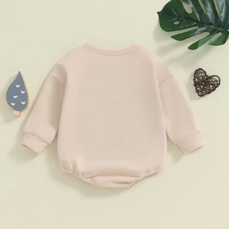 Baby Boys Romper Long Sleeve Crewneck Tractor Embroidery Casual Playsuit