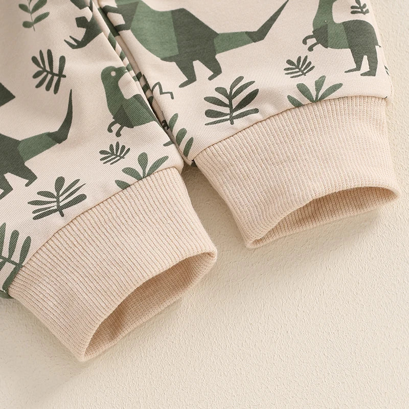 Toddler Boys Fall Outfits Dinosaur Print Pocket Long Sleeve Sweatshirts and Long Pants 2Pcs Clothes Set