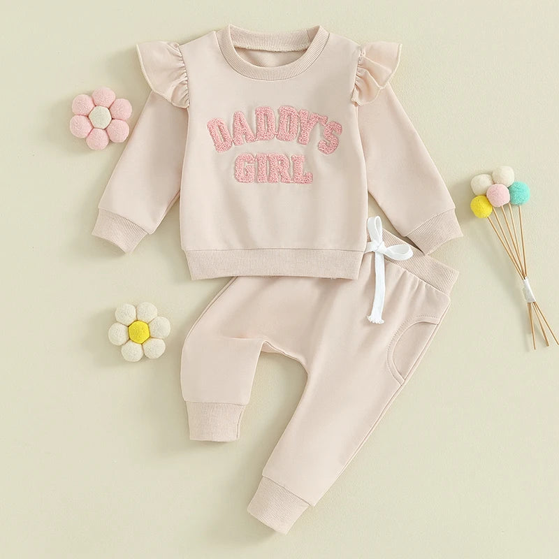 Baby Girl Clothes Daddys Girl Long Sleeve Crewneck Sweatshirt Top Casual Pants Fall Winter Outfits