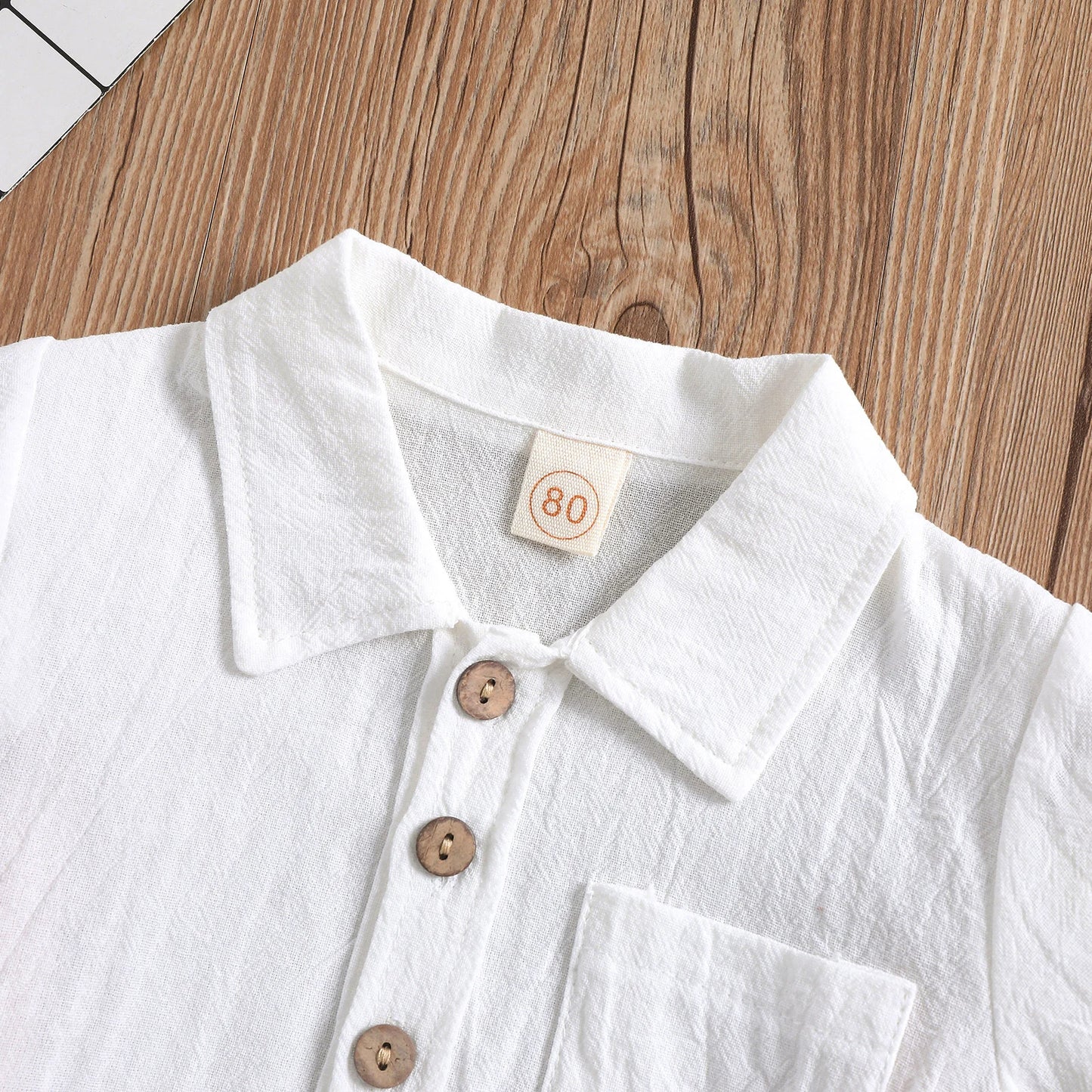 Toddler Baby Girl Boy Summer Clothing Set Short Sleeve Solid Turn-Down Collar Shirt Shorts