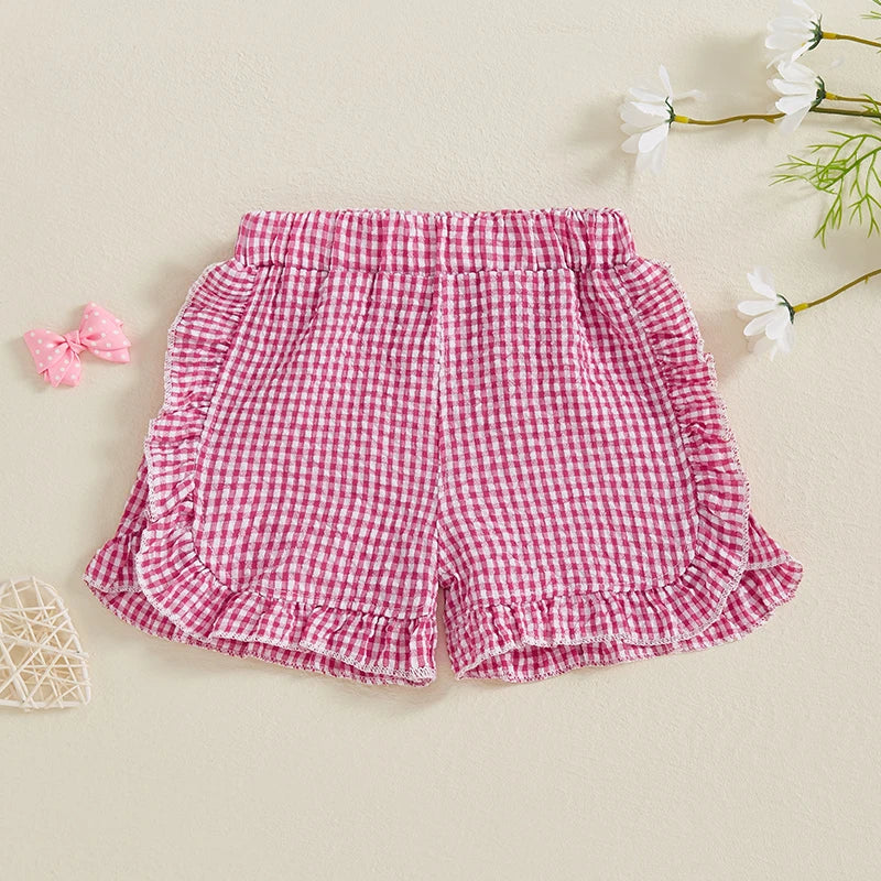 Toddler Girl Summer Shorts Palid Pattern Lotus Edge Cute Casual Fashion Comfortable Soft Shorts