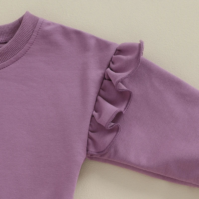 Toddler Kids Baby Boy Girl Crewneck Sweatshirt Cotton Long Sleeve Solid Color Pullover Top Casual Spring Fall Clothes