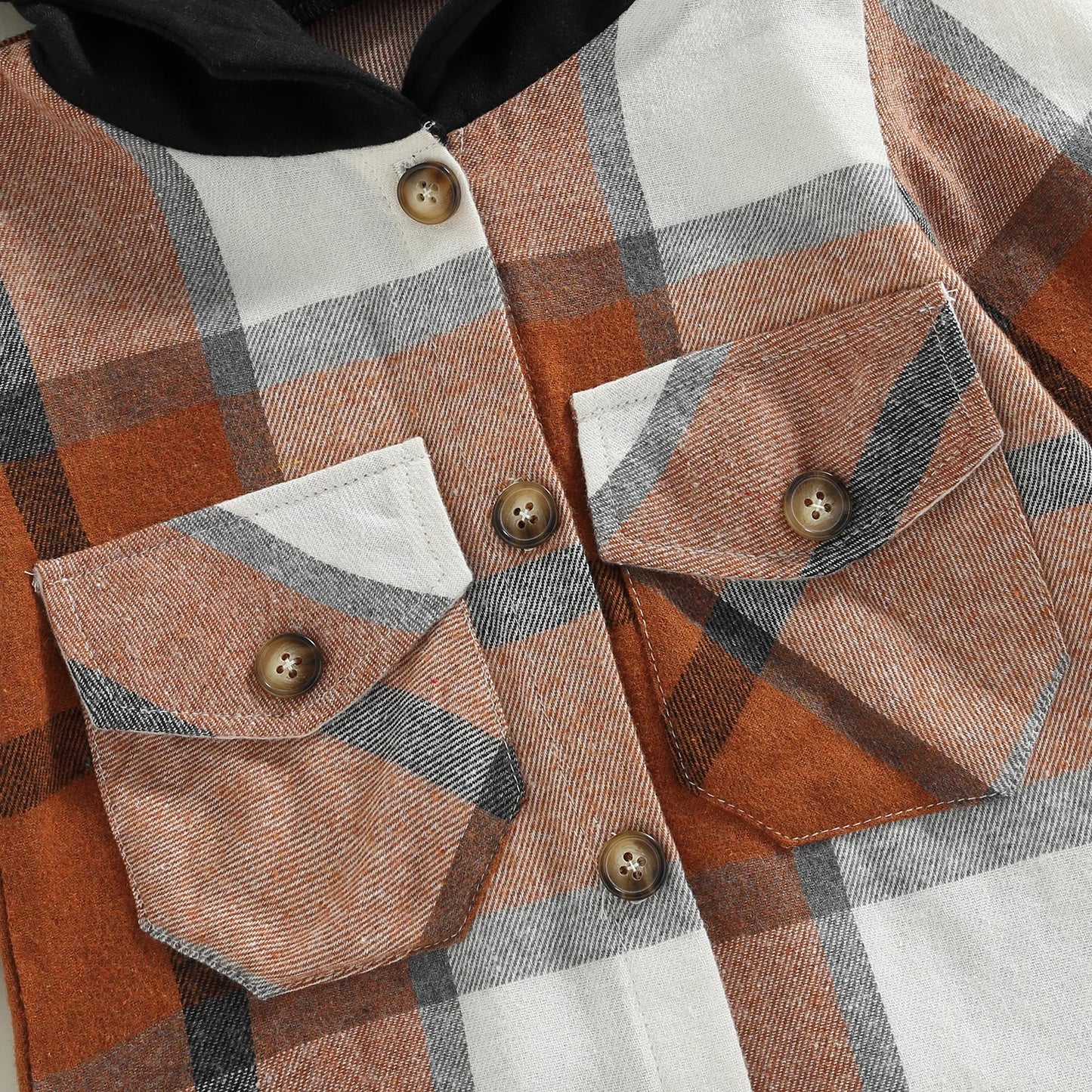 Little Boys Plaid Long Sleeve Hooded Shirt Coat 2 Colors