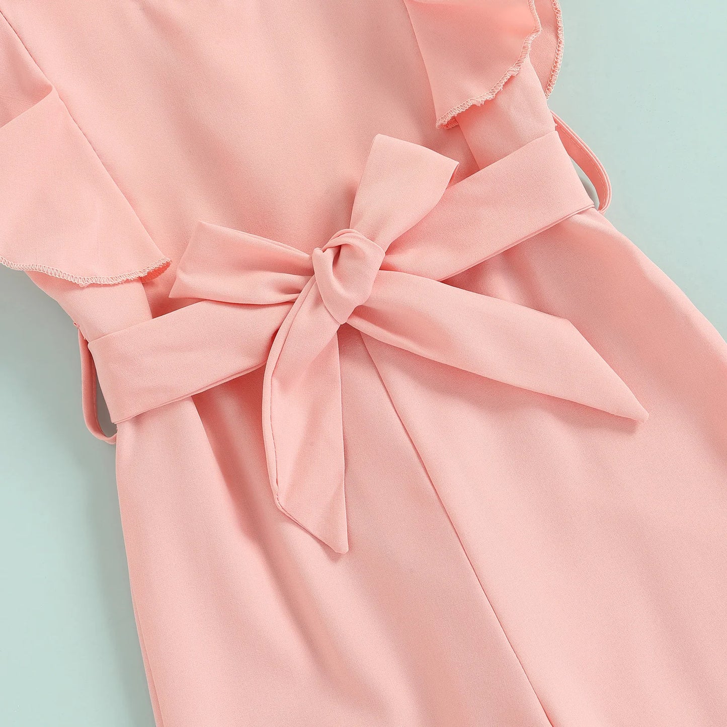 Toddler Baby Girl Summer Romper Off Shoulder Solid Pink O-Neck Jumpsuit Casual Clothing