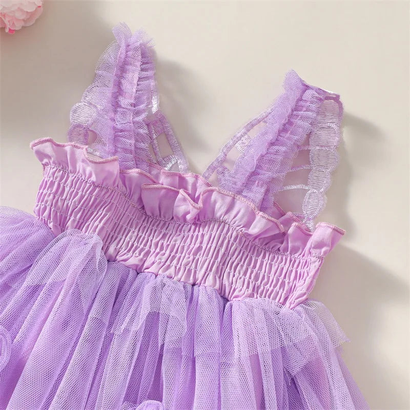 Butterfly Wings Girl Fairy Dress First Birthday Dress Flower Wedding Dress
