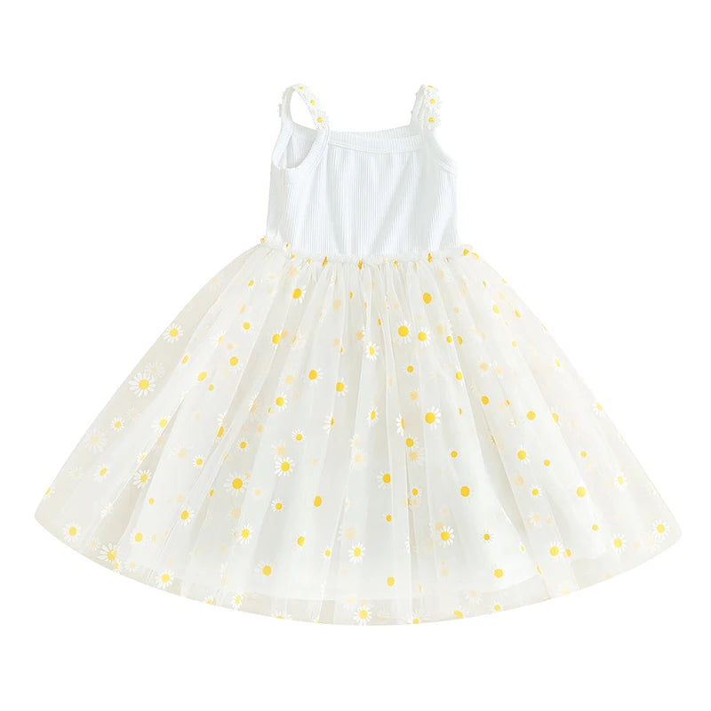 Baby Girls Tutu Dress Daisy Summer Sleeveless Tulle Dress Infant A-Line Princess Sundress