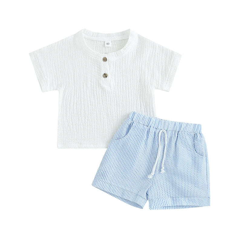 Toddler Baby Girls 2Pcs Summer Outfits Short Sleeve T-Shirt Tops Elastic Waistband Shorts Set Clothes