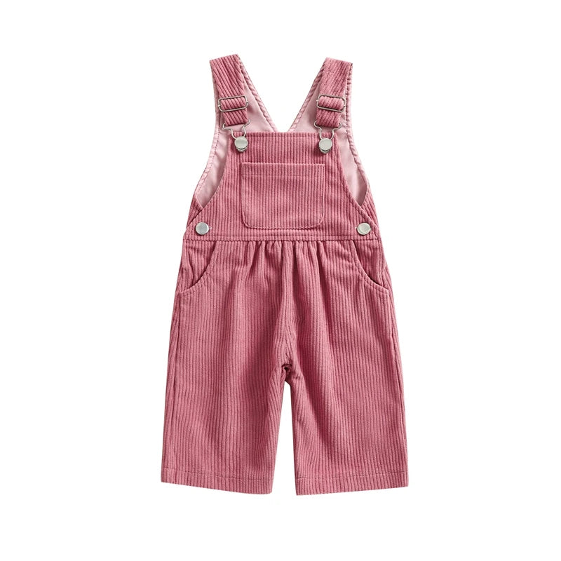 Baby Girl Summer Overalls Infant Wide Leg Solid Color Jumpsuit Front Pocket Suspender Pants Outfits