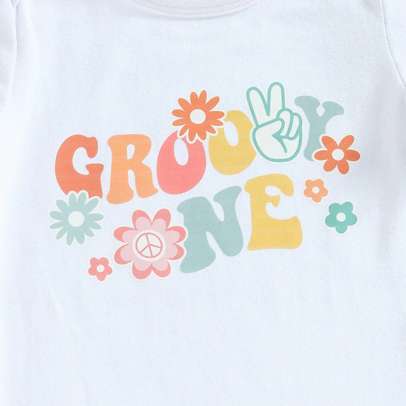 Toddler Baby Girls 3Pcs Outfit Set Short Sleeve Letter Print Romper Floral Flared Pants