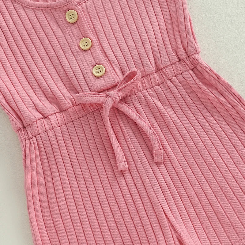 Toddler Baby Girls Boys Playsuit Solid Crew Neck Sleeveless Jumpsuits Summer Clothes Romper