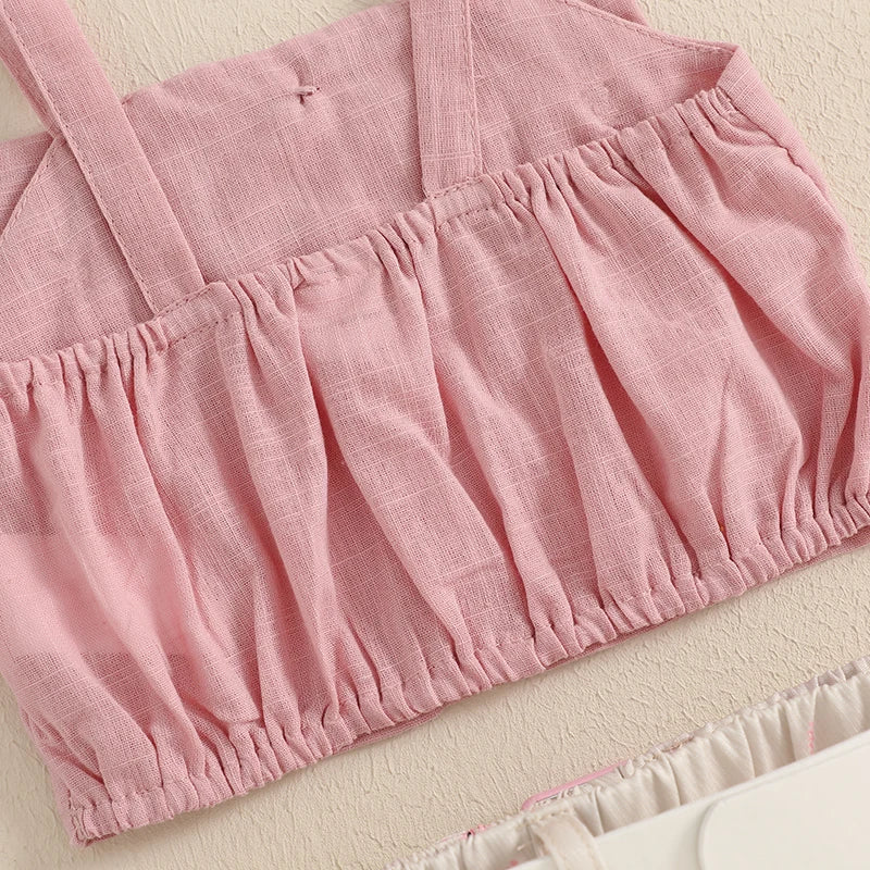 Toddler 2Pcs Baby Girl Summer Outfits Sleeveless Bow Tank Tops + Belted Skirt Set Clothes